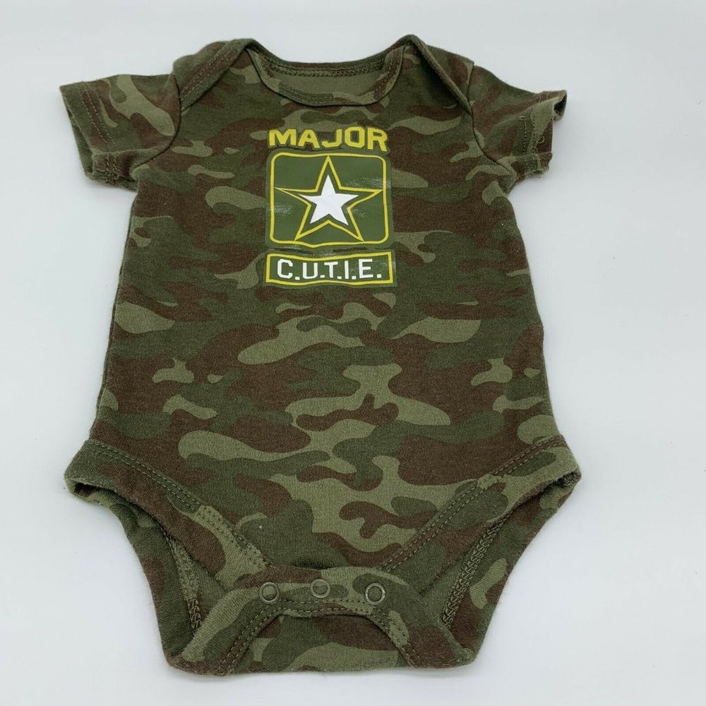ARMY Baby Bodysuit 0-3 Months MAJOR CUTIE Camo